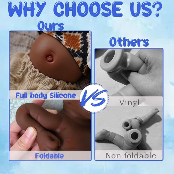 🆕12 inch Realistic Full Body Silicone Closed Eyes Newborn Daniel-Tan Baby Boy - Picture 7 of 8